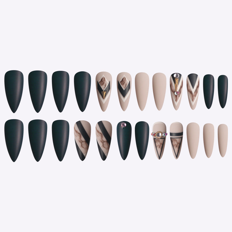 Matte False Nails Khaki Smudge Nails Matte False Nails Khaki Smudge Nails